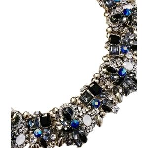 vintage 90s y2k blue black rhinestone collar choker Bling statement necklace